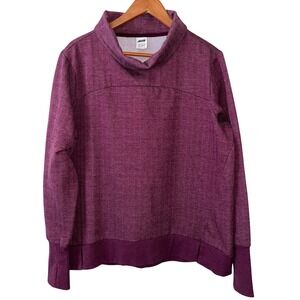 AVIA Women's Maroon Cowl Neck Sweatshirt Wide Cuff w/Thumb Holes Size L 12/14